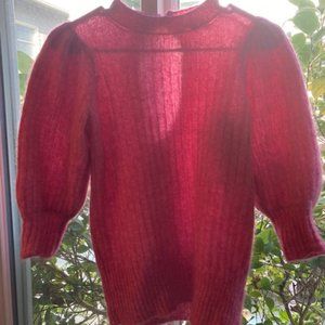 La Maille Sezane Pink Mohair Merino Sweater Keyhole Closure Small